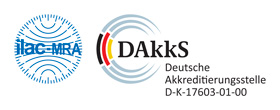 Durch die DAkkS nach
DIN EN ISO/IEC 17025
akkreditiertes Laboratorium.
Die Akkreditierung gilt nur
für den in der Urkundenanlage
D-K-17603-01-00 aufgeführten
Akkreditierungsumfang.