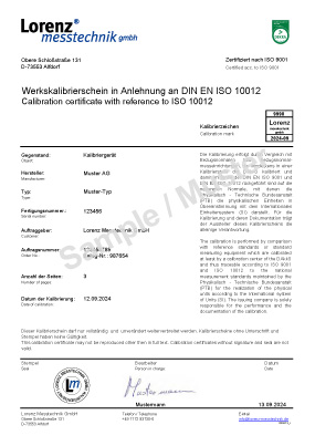 Sample Proprietary Calibration Certificate